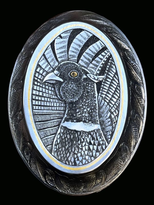 Griffkappe mit graviertem Fasanenkopf
